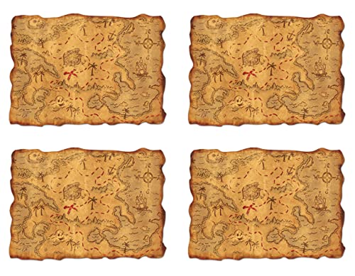 Carte au trésor d'aventure en plastique pour jeux d'anniversaire pirate