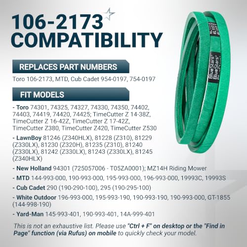 Image of [Upgraded Grip120] BlueStars 106-2173 Deck Belt Aramid Cord 1 /2 inch x 117.2 inch