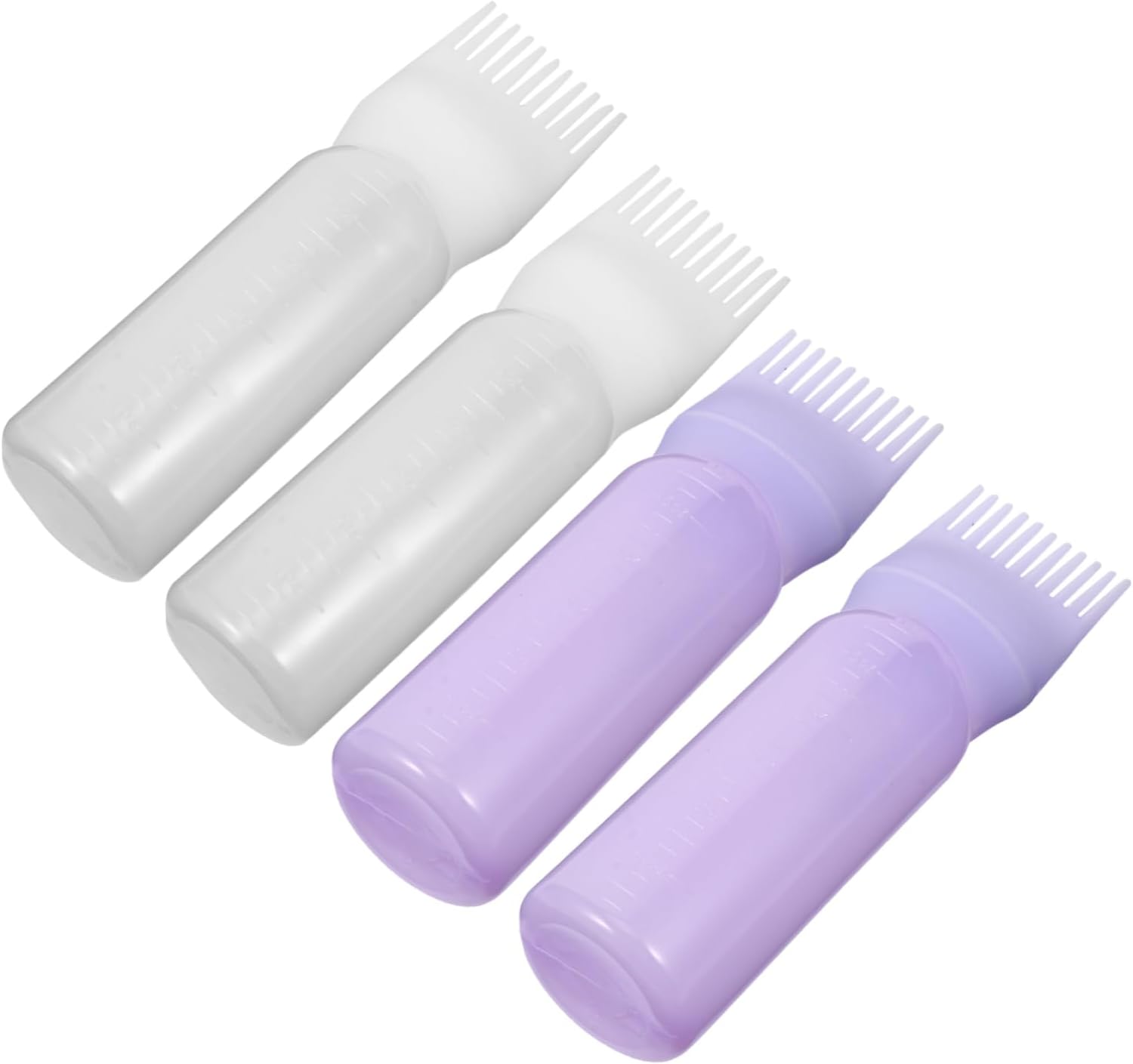 4pcs Root Comb Applicator Bottles Hair Dyeing Tool with Graduated Scale for Even Color Distribution for Home Use and Professional Hair Coloring
