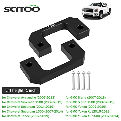Scitoo 1 Inch Front Leveling Lift Kit For Chevrolet 2007-2021 Lift Strut Spacer Compatible For Chevrolet Silverado 1500 2007-2021 Bottom Strut Mount Spacers Front 1" 2Pcs #TOP1