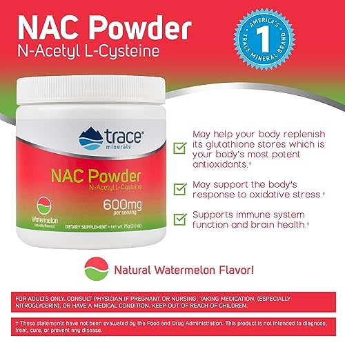 Trace Minerals | NAC Powder with N-Acetyl L-Cysteine Amino Acids | 600 mg to Support Immune System and Normally Functioning Liver and Kidneys | Natural Watermelon Flavor | 30 Servings, 2.6 oz jar - Image 3