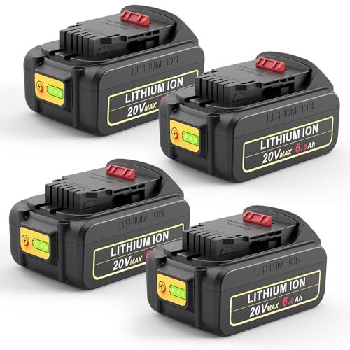Image of Futurebatt 6.0Ah 20V Max Battery for DEWALT Lithium Battery Replacement for Dewalt 20 Volt Tools DCB206 DCB205 DCB204 DCB203 DCB201 DCB200 DCB181 DCB180 DCD DCF DCG DCS Series (Pack 4)