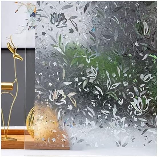 Window Film Window Stickers Window Film Glue-Free Frosted Glass Film Bathroom Window Static Film Living Room Balcony Decorative Window Film Window Privacy Film Glass Sticker(A,60 * 300 cm)