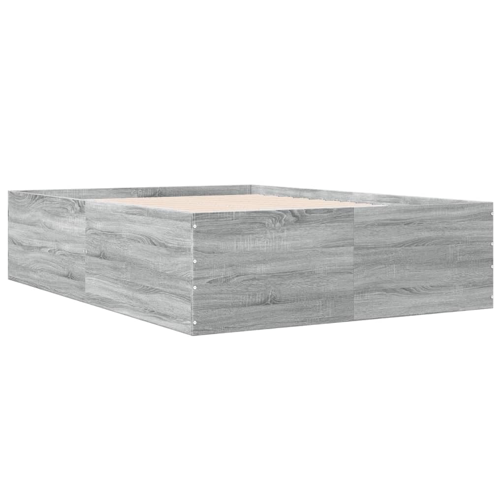 vidaXL Bed Frame, Bed Base for Bedroom Guest Room, Mattress Foundation for Double Bed, Bedstead, Grey Sonoma 120x190 cm Small Double Engineered Wood
