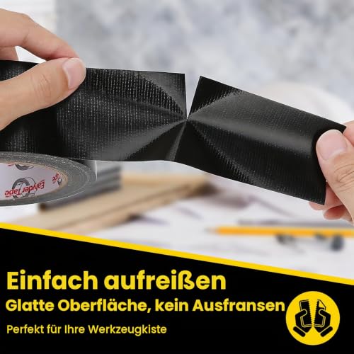 1 Rolle Panzertape Schwarz 50mm x 27,4m Stark Wasserfest Innen & Außen – Ansicht 4