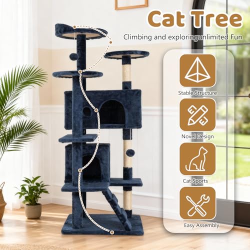 Árbol para Gatos BestOffice 54 Pulgadas Multi-niveles Interior miniatura 4