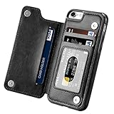 iPhone 7 Case, iPhone 8 Case, Hoofur Slim Fit Premium Leather iPhone 7 Wallet Casae Card Slots Shockproof Folio Flip Protective Defender Shell Apple iPhone 7/8 (4.7 inch) (Black)