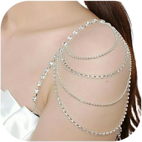1Pair Rhinestone Shoulder Strap Bra Chain for Women Bridal Wedding Rhinestone Lingerie Strap Chain Crystal Multi-layered Tassel Shoulder Chain Dress Accessories Jewelry