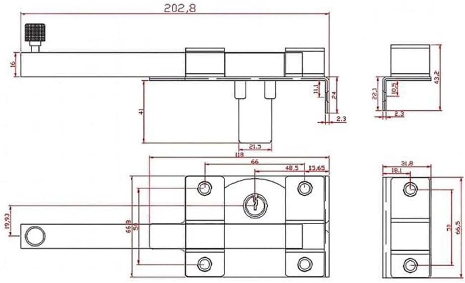 Old Style Fence Key Lock for Exterior Doors, Anti-Theft Mechanical Latch with Zinc Alloy Cover & Iron Bolt, Left/Right Opening, Silver