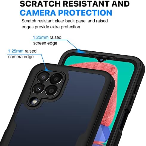 CENHUFO for Samsung M33 5G Case Built-in Screen Protector, Military Grade Shockproof Clear Cover 360°Full Body Protective Rugged Bumper Phone Case for Samsung Galaxy M33 5G