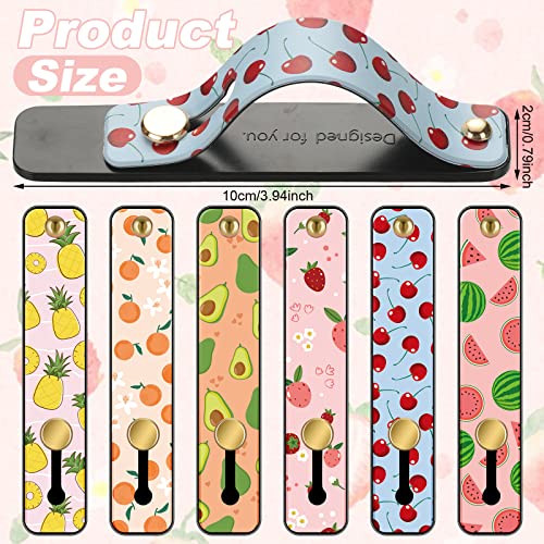 Image of Weewooday 6 Pieces Phone Grip Holder Cell Phone Grip Strap Telescopic Finger Strap Stand Universal Finger Kickstand for Most Smartphones(Retro Color,Fruit)
