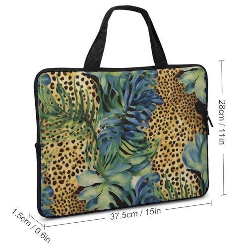 Housse 15" ordinateur portable léopard jungle antichoc stylée