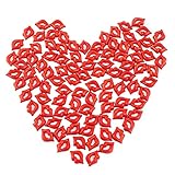 AUEAR, 100 Pack Acrylic Flatback Lip Pendent Sexy Kiss Charms Jewelry Making Accessories for Scrapbook Arts DIY Crafts Red