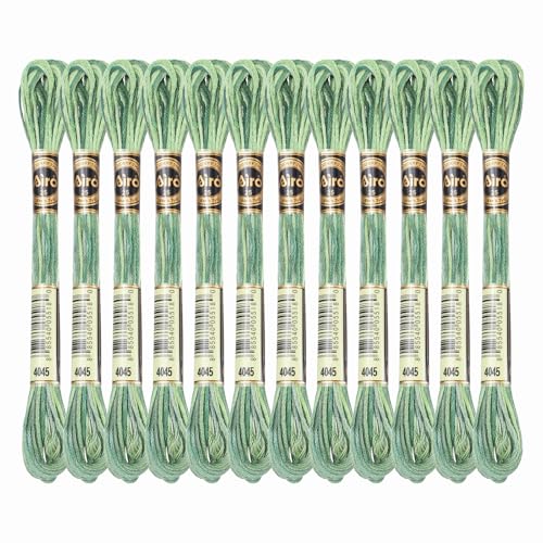 Image of PATIKIL 12 Skeins Embroidery Floss, Polyester Embroidery Threads Bracelets String for Cross-Stitch Hand Embroidery, Green Mix