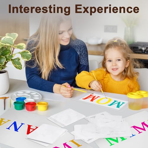 Amrules 65 Pcs 4 Inch Plastic Painting Stencils Reusable Letters Numbers and Symbols Stencil Art Crafts Interlocked Drawing Templates Set for Wood, Walls, Fabrics, Rocks - Thumbnail 2