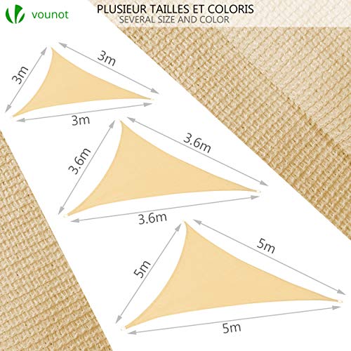 Toldo vela de sombra triangular con proteccion rayos UV y tela transpirable 7