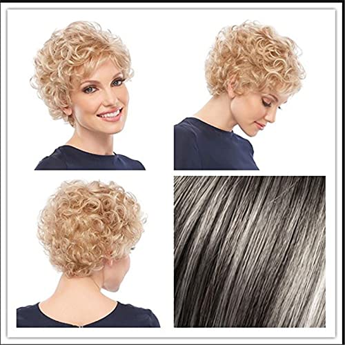 Wigs for Women Human Hair Temperament, Curly Hair, Short Hair, Golden Wig Headgear - Image 4