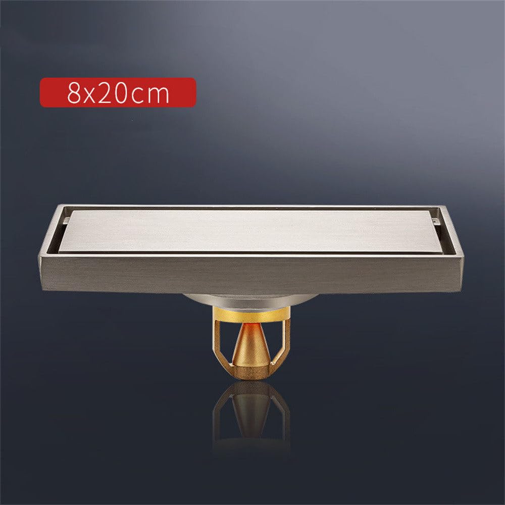 XBTGS Desagüe de suelo de cobre de estilo crema, desodorizante, núcleo de levitación magnética, drenaje de suelo de cobre puro, drenaje invisible adecuado para hotel familiar, níquel cepillado, 8 x 20