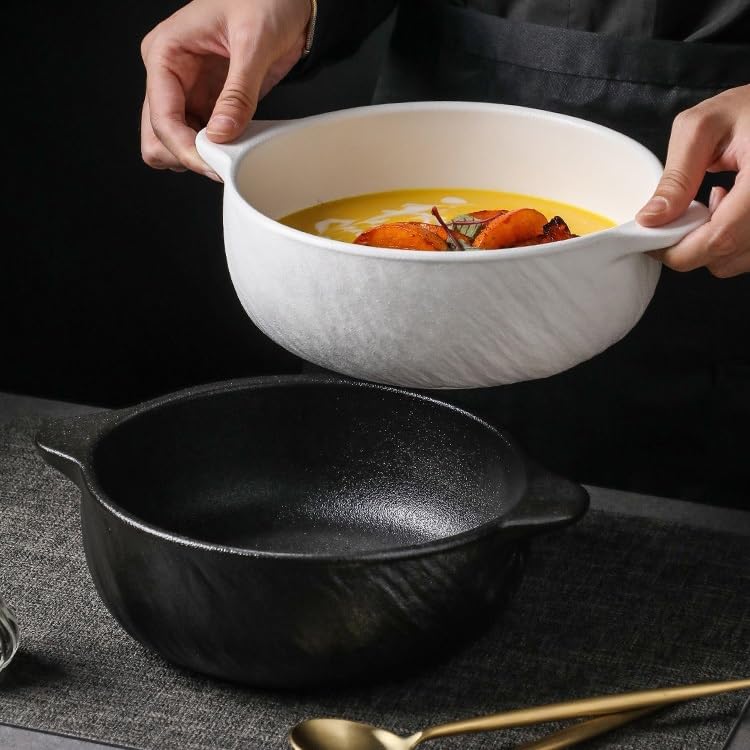 Piatti Cena Ciotola for zuppa in ceramica Ristorante Cucina Servizio Piatto Ciotola da portata Forniture Per Feste(B)
