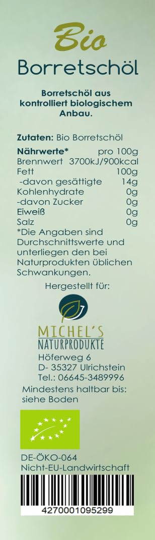 Bio Borretschöl Flasche 500ml (2x250ml) kaltgepresst aus 1. Pressung, natives Öl 100% naturrein
