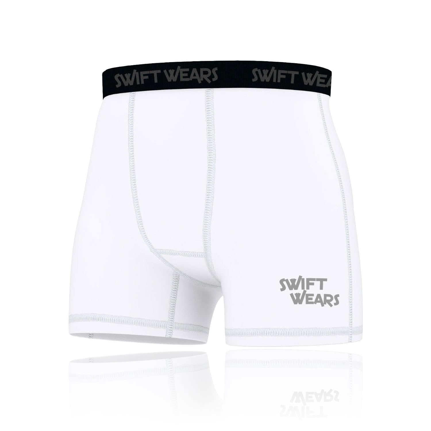 Swift Wear Men's White ’S Athletic Compression Boxer Briefs – Skin Tight Sports Underwear, Moisture-Wicking Gym Shorts For Workout, Running & Fitness (Uk, Alpha, M, Regular, Regular, )