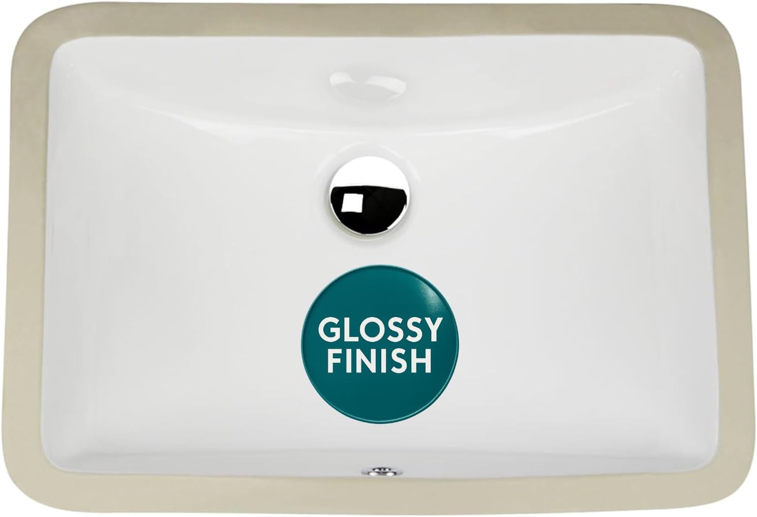 Undermount Bathroom Sink – 18"x12 White Rectangular Single Bowl Sink with Overflow, for Vanity – Porcelain Enamel Glaze Ceramic, Scoop Bottom, Template Included HP-1812W