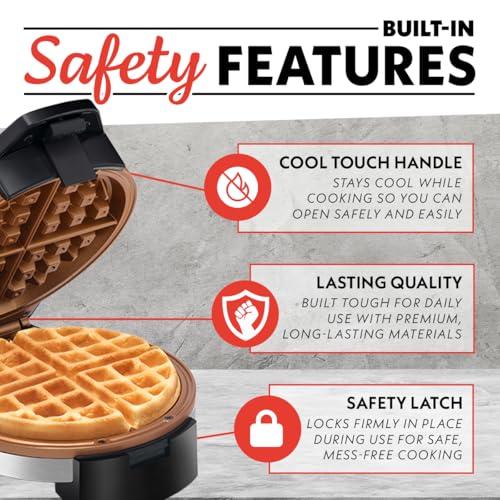 Gourmia Belgian Waffle Maker – Compact Design with Upright Storage, Adjustable Browning, and Easy-Clean Nonstick Ceramic Plates, Stainless Steel - Image 3