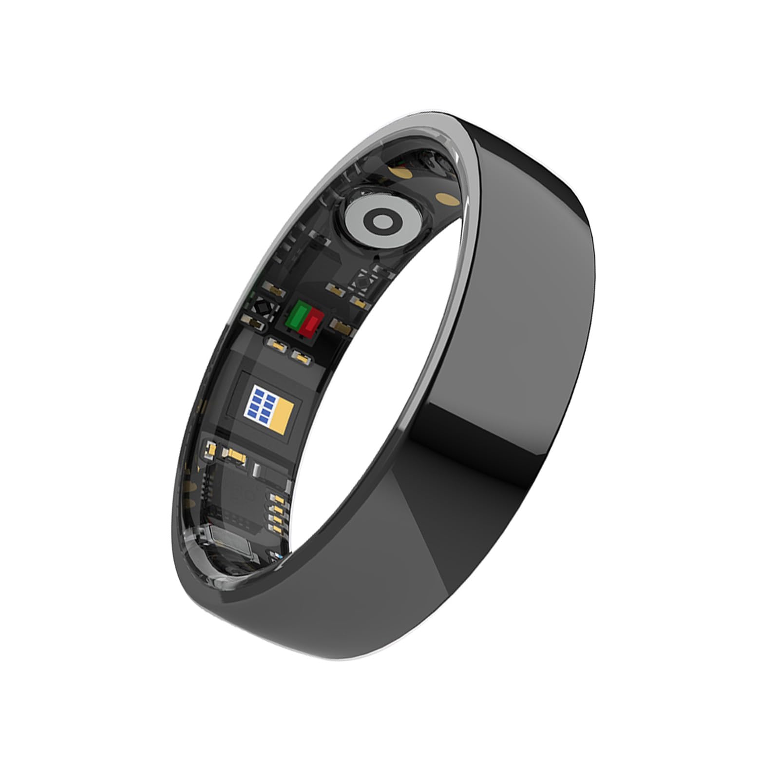 Fockety Smart Ring, Ceramic Health Tracker with Heart Rate Blood Oxygen Sleep Monitoring, IP68 Waterproof No Subscription Fee Fitness Ring for Women Men Fit for Android 9.0/iOS 10.0+ (10#) 10# Black