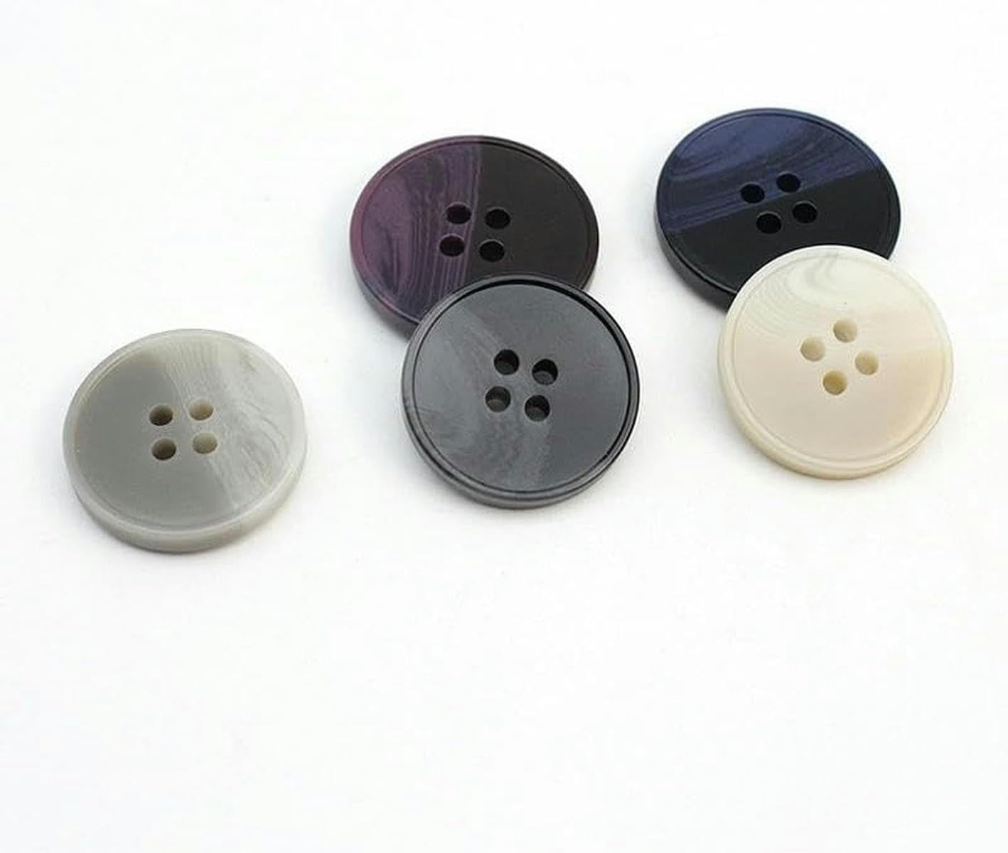 400 botones de resina orbicular de 15/0.709 in, medio morado, 4 agujeros, botones de resina para coser abrigos, botones de resina para manualidades, confección de ropa, 24/28 L, azul, 28 L = 18,0 mm,