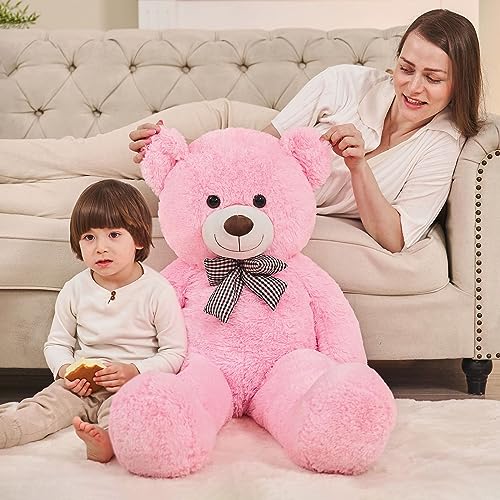 Image of MaoGoLan Giant Teddy Bear 4 Feet,Adorable and Cuddly Big Teddy Bear Stuffed Animal 47 inch, Pink Teddy Bear Plush Gift Decoration for Baby Shower,Party,Birthday,Valentines Day