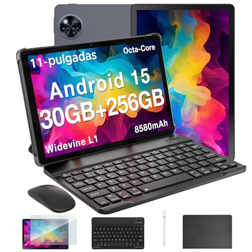 DOOGEE U11 Pro Android 15 Tablet con Teclado y Lápiz, 30GB+256GB/2TB Tablet 11 Pulgadas Octa-Core con Funda & Raton, 8580mAh/ 90Hz/ Widevine L1/ Netflix 1080P/Dobles Altavoces/WiFi 5/13MP+5MP/Face ID