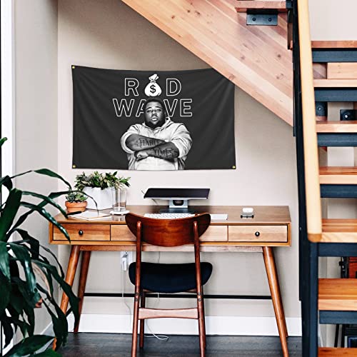 Rod Rapper Wave Flag 3X5 Feet Wall Hanging Flag Decorative Flag Hip Hop Posters Fashion Wall Pop Art For Bedroom Living Room For College Dorm Room Decor Outdoor Parties Gifts Travel Filming Events Festivals (Black-2) #TOP5