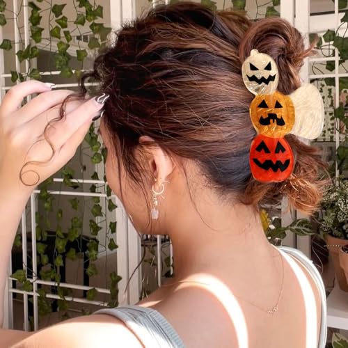 Pinza para cabello de calabaza Halloween naranja miniatura 4