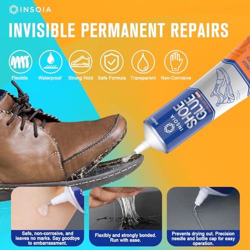 Shoe Glue Sole Repair Kit, Heavy Duty Shoe Adhesive, Waterproof, Flexible, Clear-Drying for Sneakers, Boots, Leather, Rubber, Canvas and More - Dries Within 24 Hrs2