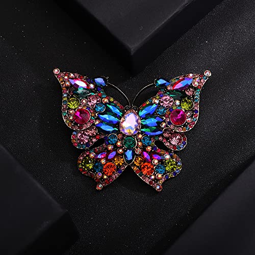 Image of Huge Crystal Beads Winged Butterfly Brooch for Women Men Unisex Brooch Pin for Special Occasion Wedding Suit Dress