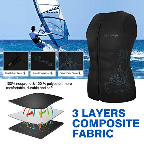 image for Ctrilady Men’s Wetsuit Top Neoprene Vest with Front Zipper, UV Prote