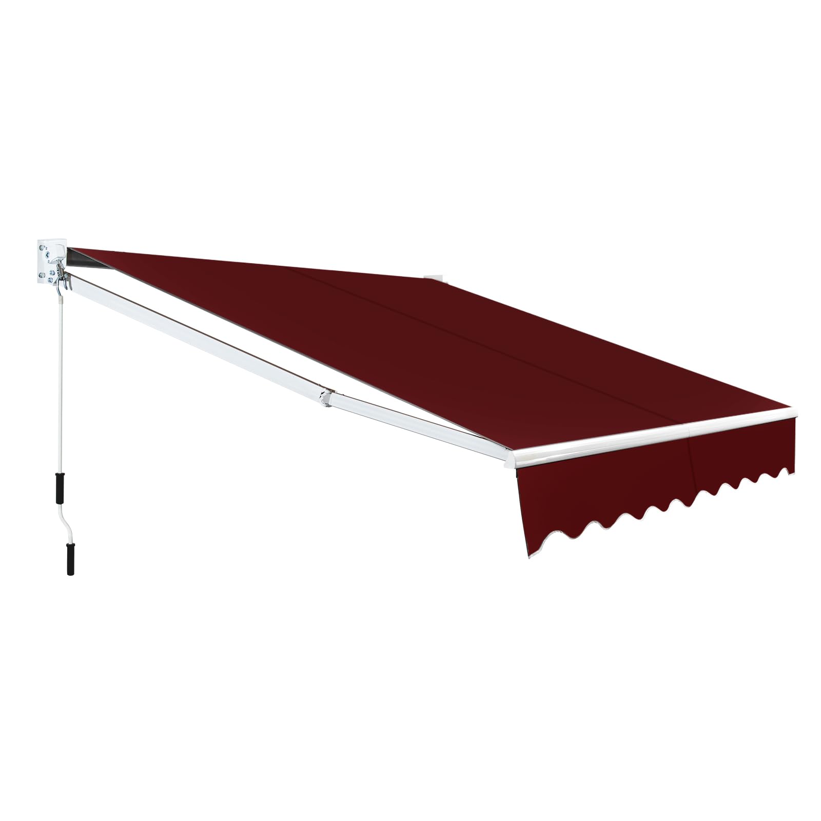 COSTWAY Store Banne Manuel Rétractable de 245 x 200CM Angle Ajustable 40°-100°, Auvent de Terrasse en Aluminium Manivelle Tissu Résistant aux UV et Eau pour Fenêtre Terrasse Balcon (Rouge)