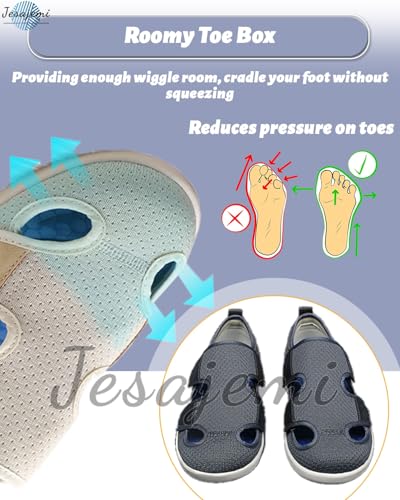 Wide Fitting Mens Shoes Open Toe Diabetic Sandals Extra Width with Arch Support Plantar Fasciitis for Men with 3 Pairs Insoles Replacement for Elderly Swollen Feet3