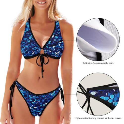 Bikinis de cuerda azul para bronceado uniforme de mujer 5