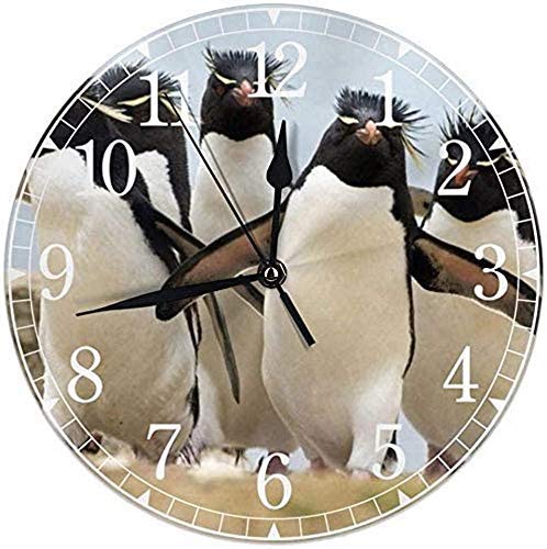 Orologio Da Parete Rotondo Con Pinguini - 25 Cm, Acrilico, Silenzioso (senza Ticchettio) - Per Camera Da Letto, Cucina, Ufficio - Batteria AA (non Inclusa)