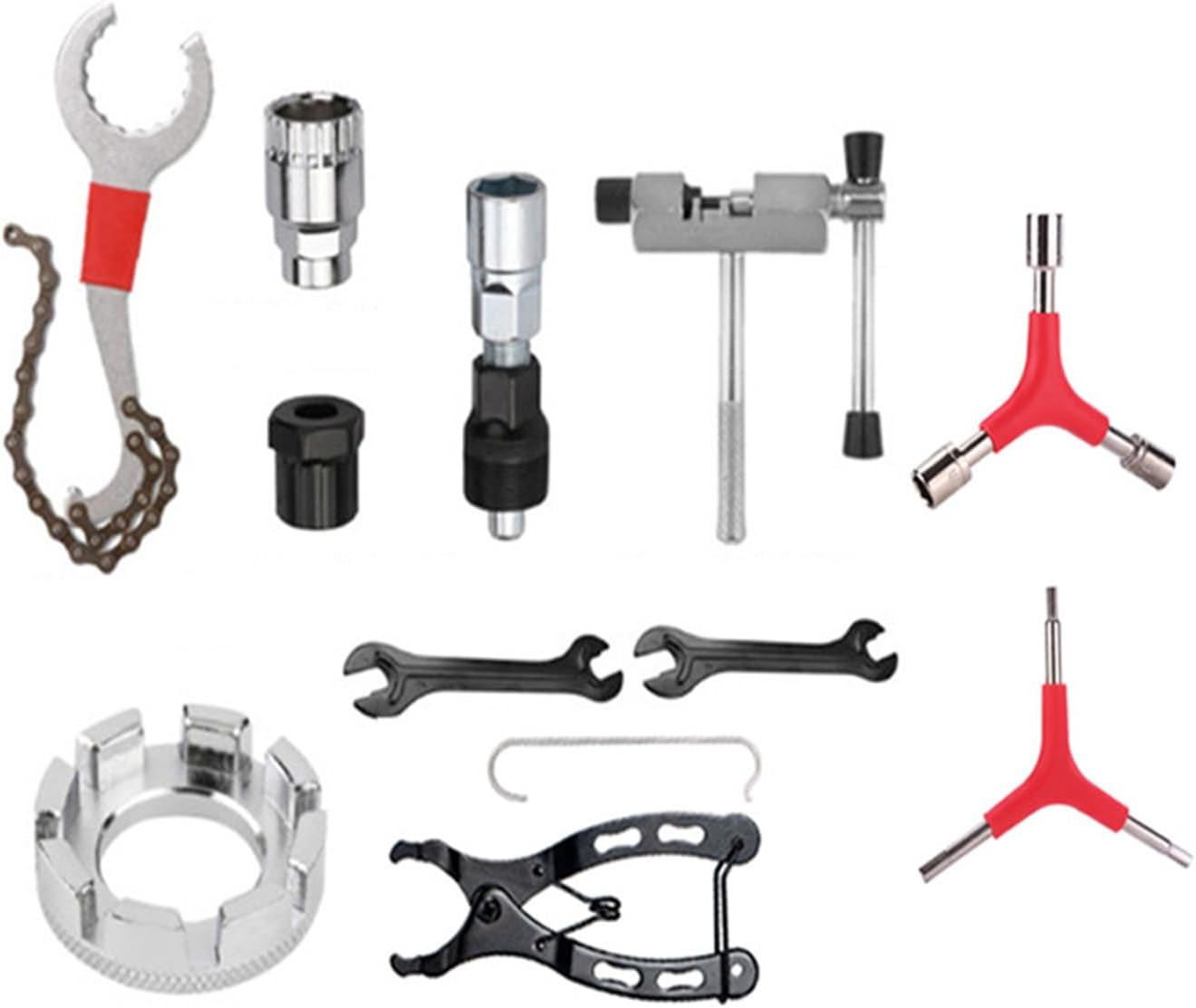 11 Pcs Bicycle Tool Kit for Raleigh Rush Hour 2010 2018, Bike Repair Tools Kit for Mountain, Road and Park Bicycle with Chain Riveter, Tire Levers, Crank Puller