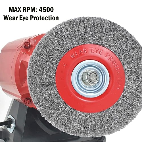 Image of 8in Bench Wire Wheel Brush for Bench Grinder Coarse Crimped Steel Wire 0.012 inch with 1 /2 inch 5 /8 inch 3 /4 inch 7 /8 inch 1 inch(5sets) Spacer Arbors - 1pack