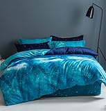 Odot Housse de Couette Ciel étoilé, Parure de Lit Adulte Enfant avec Housses de Couettes et Taies D'oreillers, Ensemble de Literie/Sets de Housses de Couettes (Dauphin Bleu,150x200cm-2 Pieces)