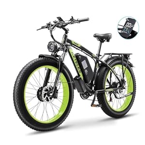 Kinsella K800 dual motor 26-inch fat tire mountain electric bike has: 23AH lithium battery, 4 color options, 21 speeds, color display.