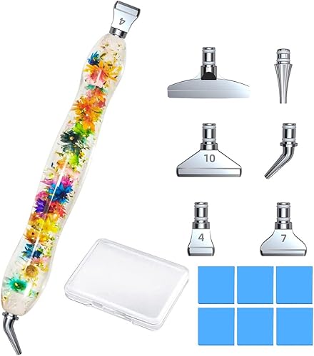 Miniatura 5 de Juego de bolígrafos de punta de acero inoxidable con punta de acero inoxidable de metal plateado, pintura de diamante, kit de accesorios con