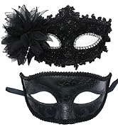 ZbFwmx Couple Black Masquerade Mask Set for Cosplay Party