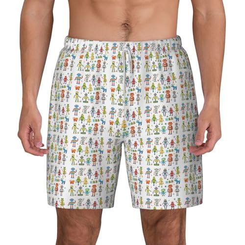 Pantalones cortos de natación para hombre ligeros con robots animados