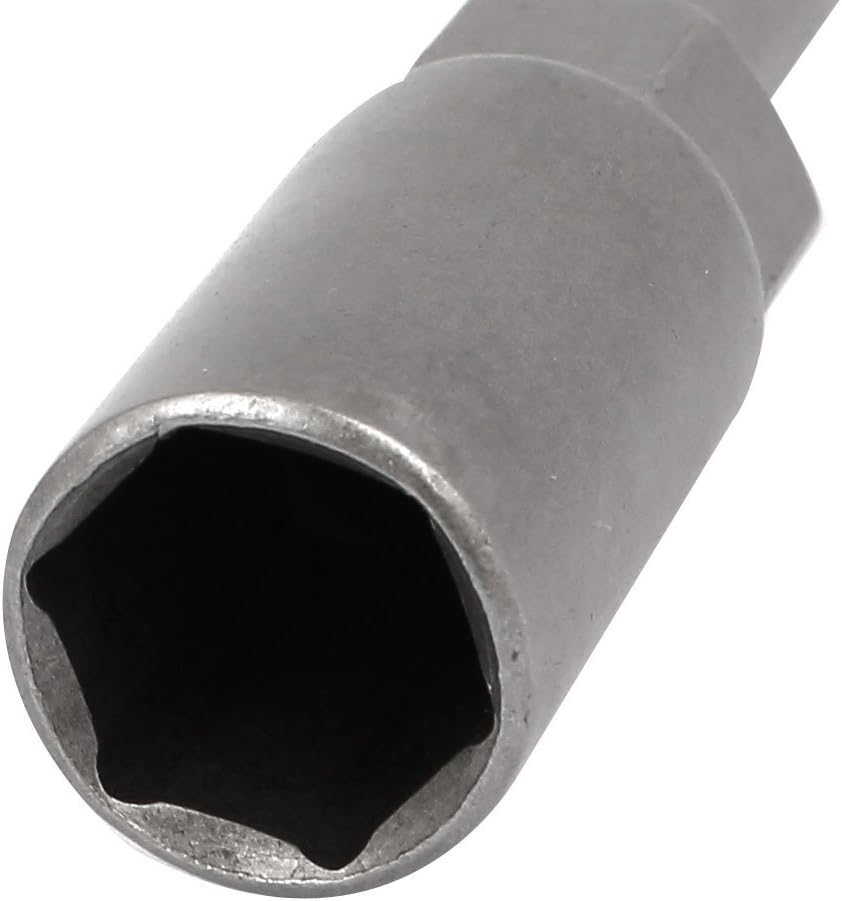 148mm Length Hand Operated Tools 7mm Hex Drill Hole 15mm Hexagonal Deep Socket Nut Driver Bit Gray 5pcs Model:60as381qo759