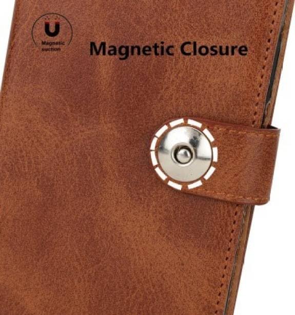 Image of Flip Cover Compatible for Motorola G54 5G Back Cover Moto G54 5G PU Artificial Leather Finish | 360 Protection | Wallet & Stand | Strong Magnetic Flip Button Brown
