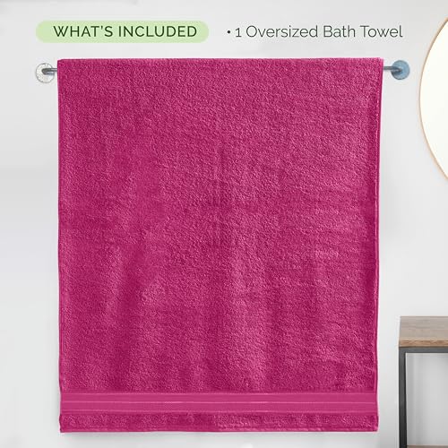 Image of Elegant Comfort Three Line Popcorn Extra Large Luxury Bath Towel - 40 inch x 80 inch inch, Premium Hotel Spa Quality 1 Piece Oversized Bath Sheet 100% Turkish Cotton Super Soft Highly Absorbent, Hot Pink
